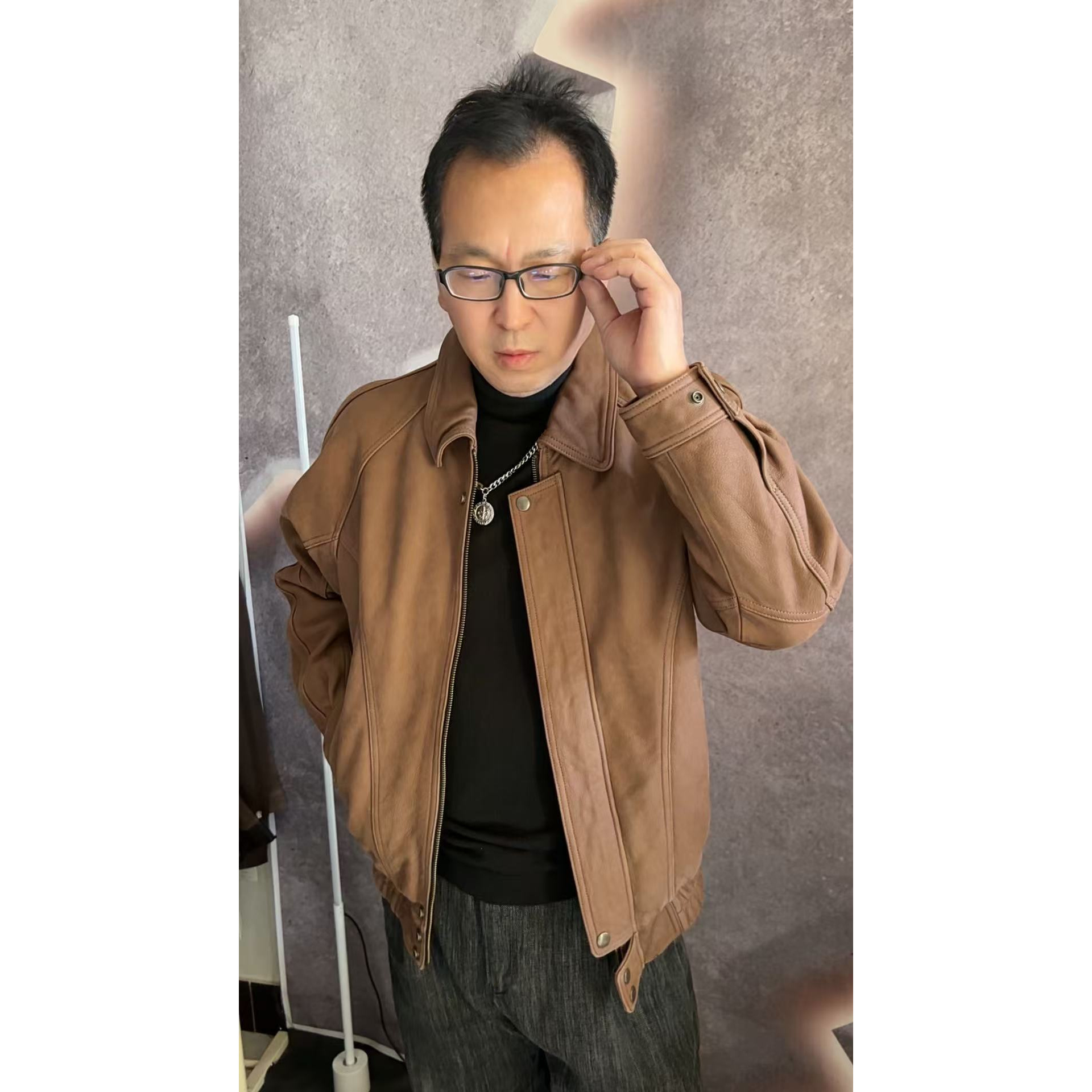68（孤品）男士秋冬真皮皮衣时尚帅气成熟稳重短款休闲百搭复古潮流