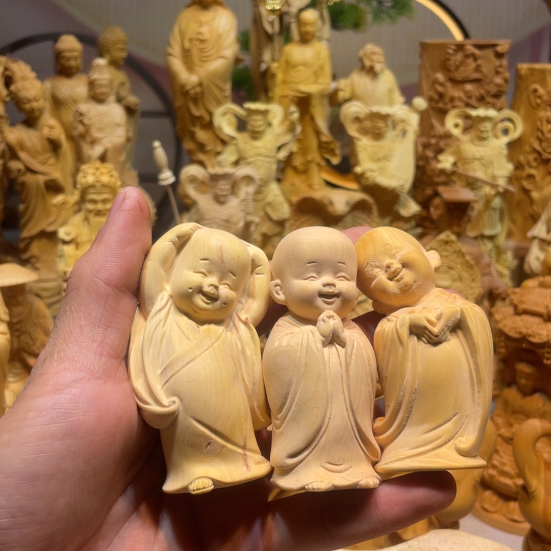 黄杨木黄杨木三不和尚瑕疵