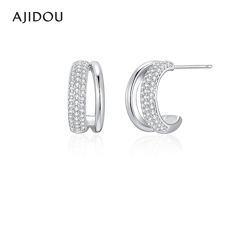 铜合金合成锆石耳饰 AJIDOU阿吉豆耳饰女款时尚复古耳钉耳环【ZYQ】