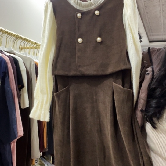 挂脖款假两件连衣裙90～130斤福利