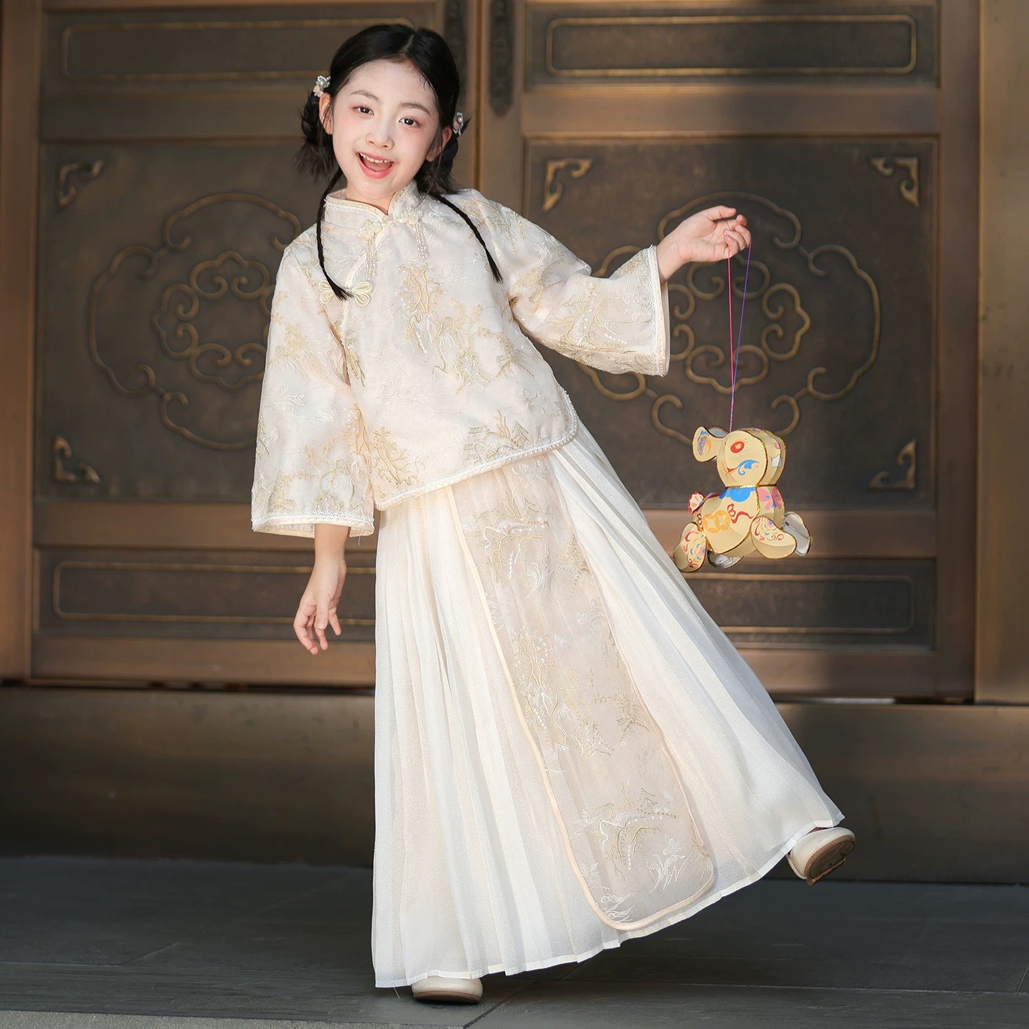 女童古装明制汉服春装儿童古风唐装中国风新中式小女孩童装套装秋