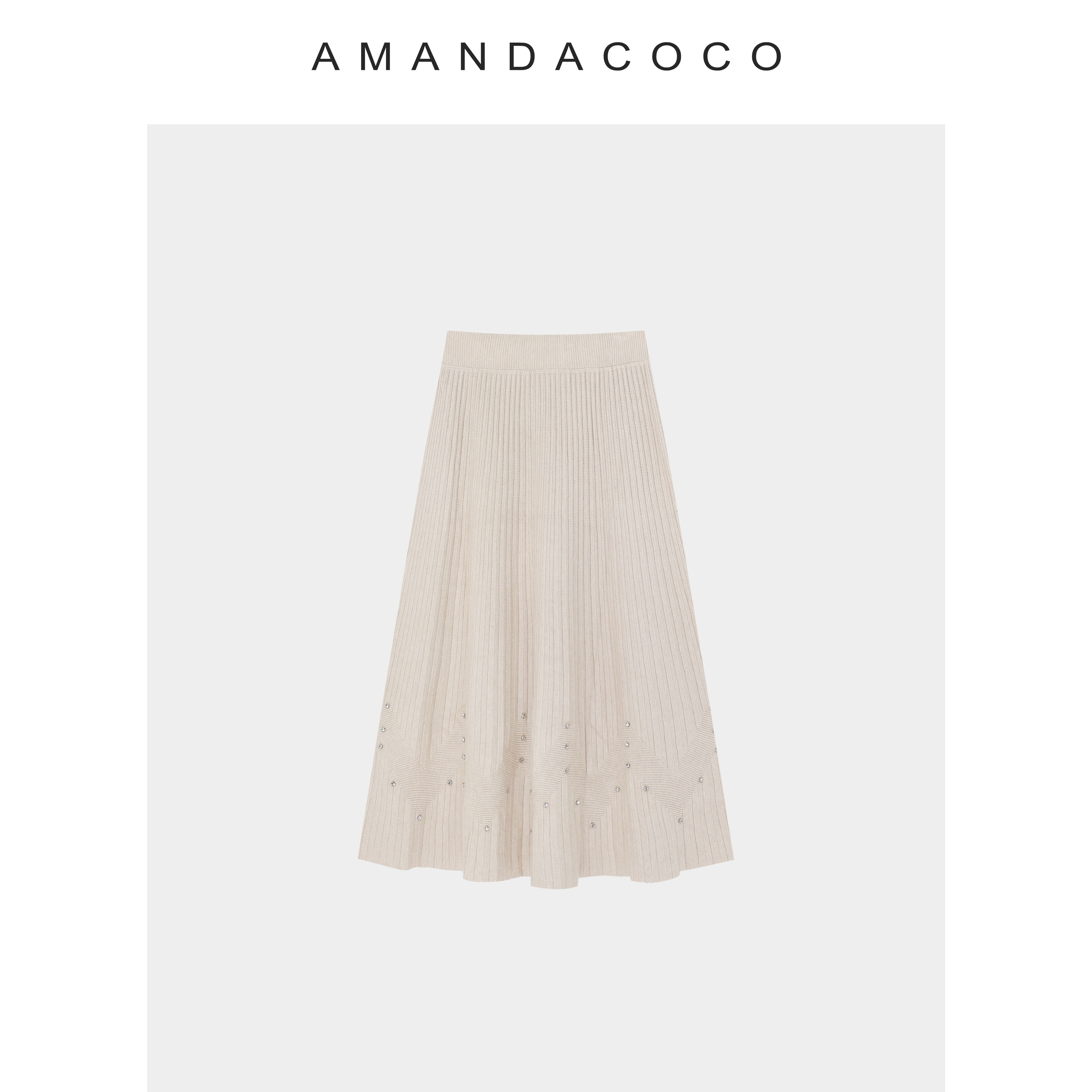 优雅弧度～25秋冬法式高级感钉钻显瘦大裙摆针织半裙