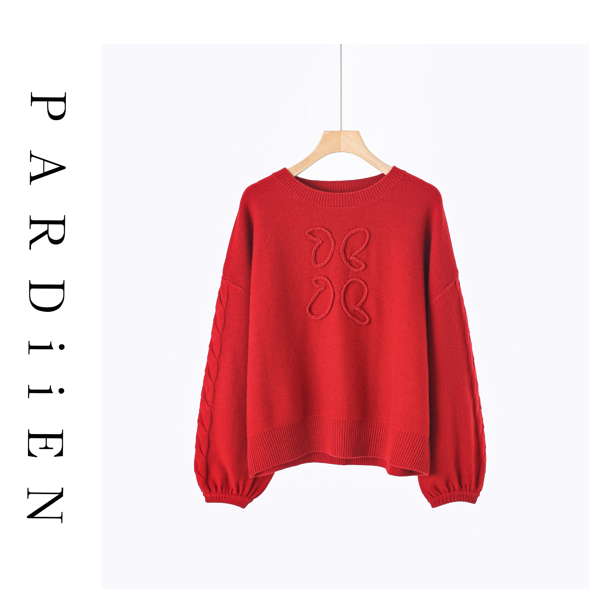 【北总严选】帕迪恩“新年好”立体绣花套头圆领衫25PD-251397