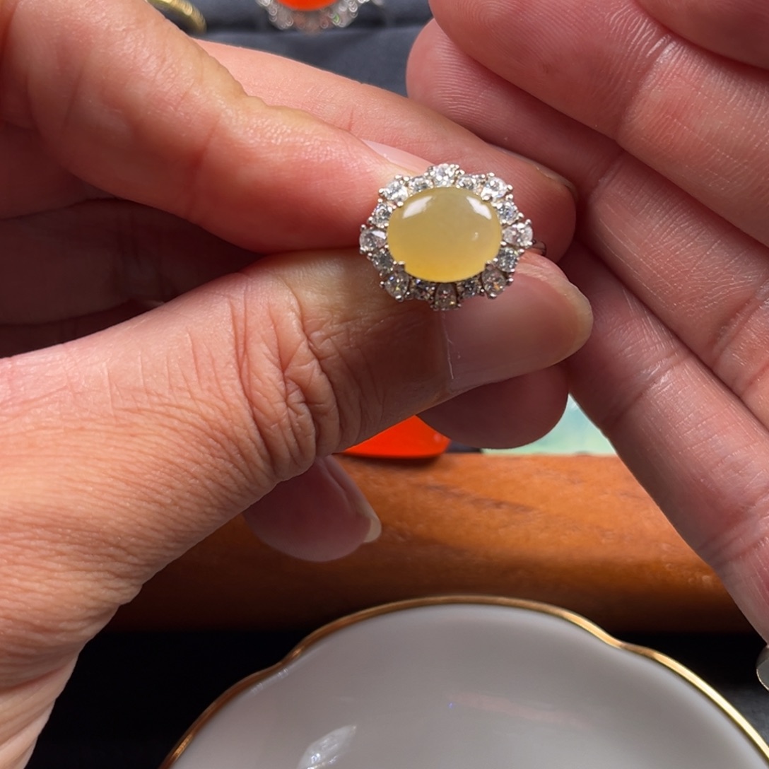 银S925镶嵌戒指翡翠缅甸翡翠A货