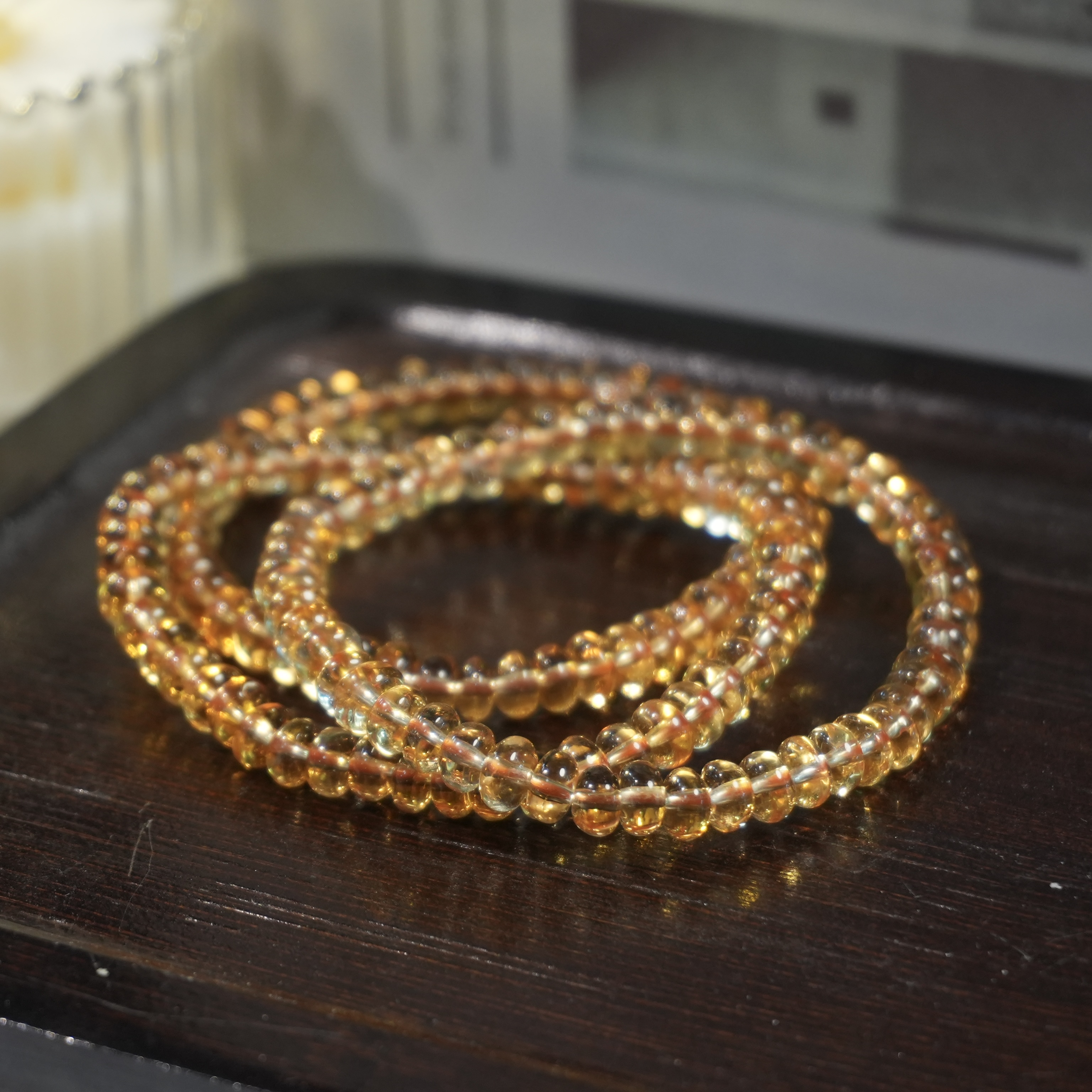 【书记甄选】天然黄水晶算盘珠单圈手链 多样性发一件 XL3099