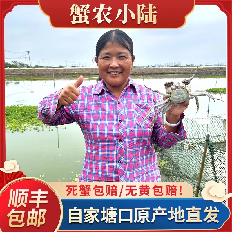 活蟹 小陆家大闸蟹（公4.4-4.6两)，(母3.4-3.6两 )3/5对精品礼盒装