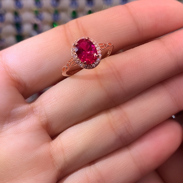 红宝石戒指银S925镶嵌