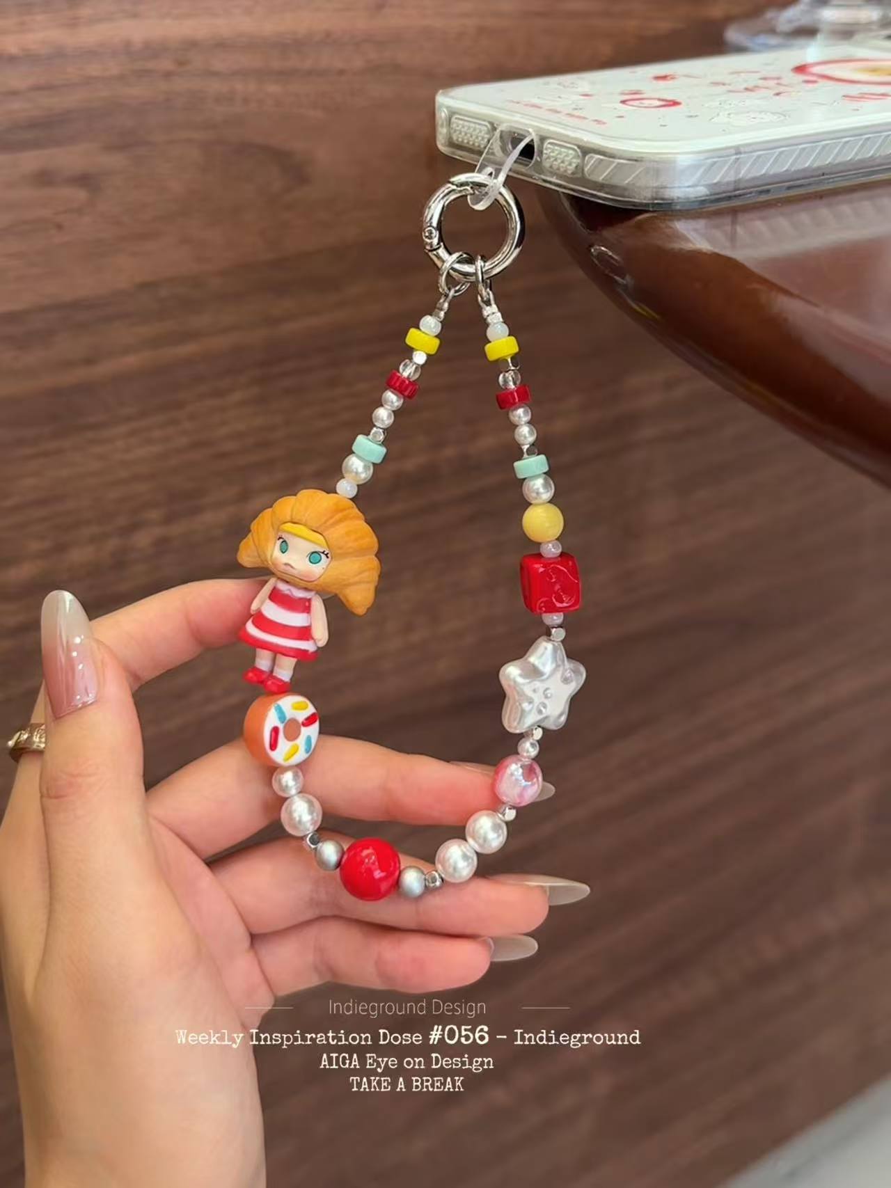 【改娃】新款牛角包茉莉潮玩手机壳挂件饰品挂饰创意个性可爱手机链