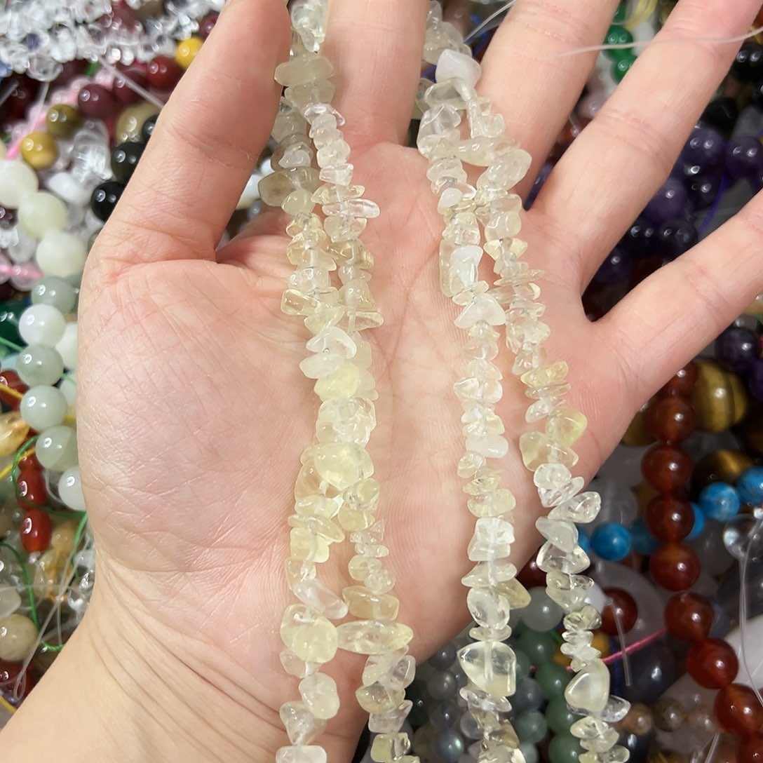 玛瑙/玉髓合金珠宝半成品，柠檬黄水晶碎石4圈