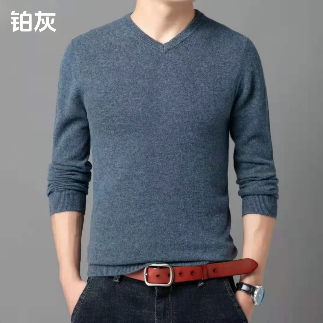 鸡心领长袖打底衫男士秋冬纯打底衫百搭衫男装