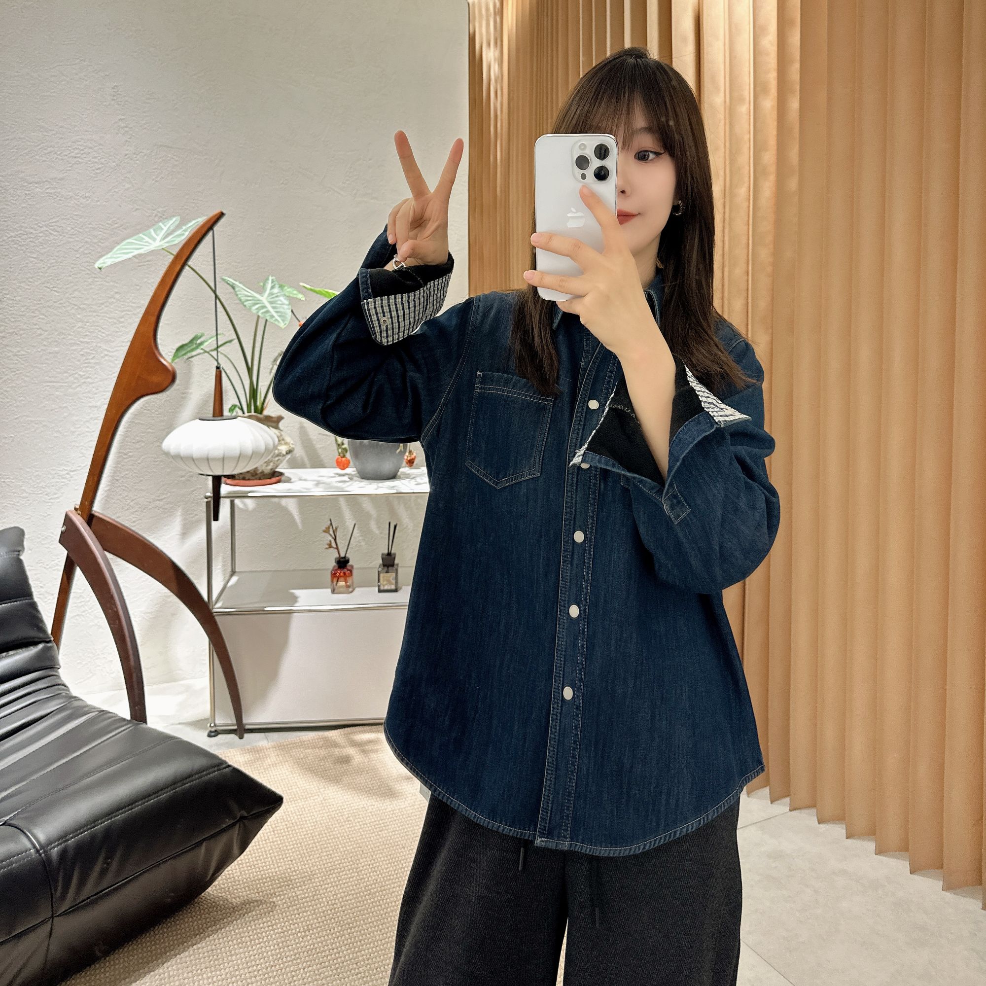 【褚培培自制】CHUPEIPEI/秋冬加厚复古水洗牛仔外套女韩版时尚上衣