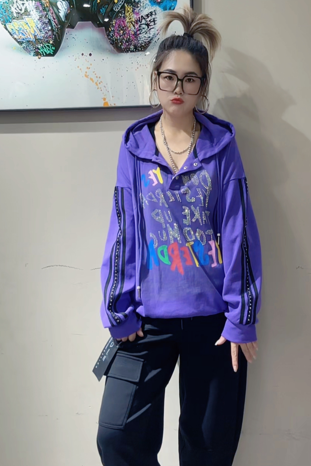 潮牌女装秋款连帽卫衣大码宽松大版卫衣
