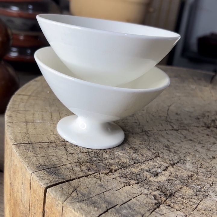 库存尾货骨瓷高角碗一对口径11.5