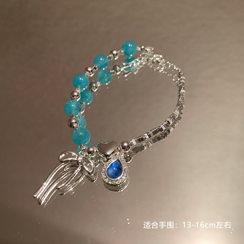 合金莫桑石手链 【海洋之心】小众百搭设计感时尚个性彩色手链