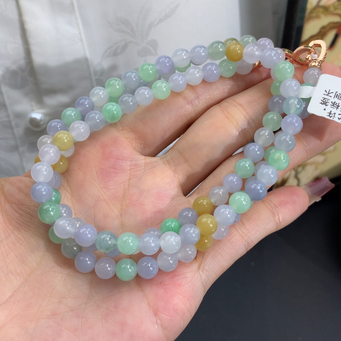 翡翠手链未镶嵌卡6冰胶多宝项链