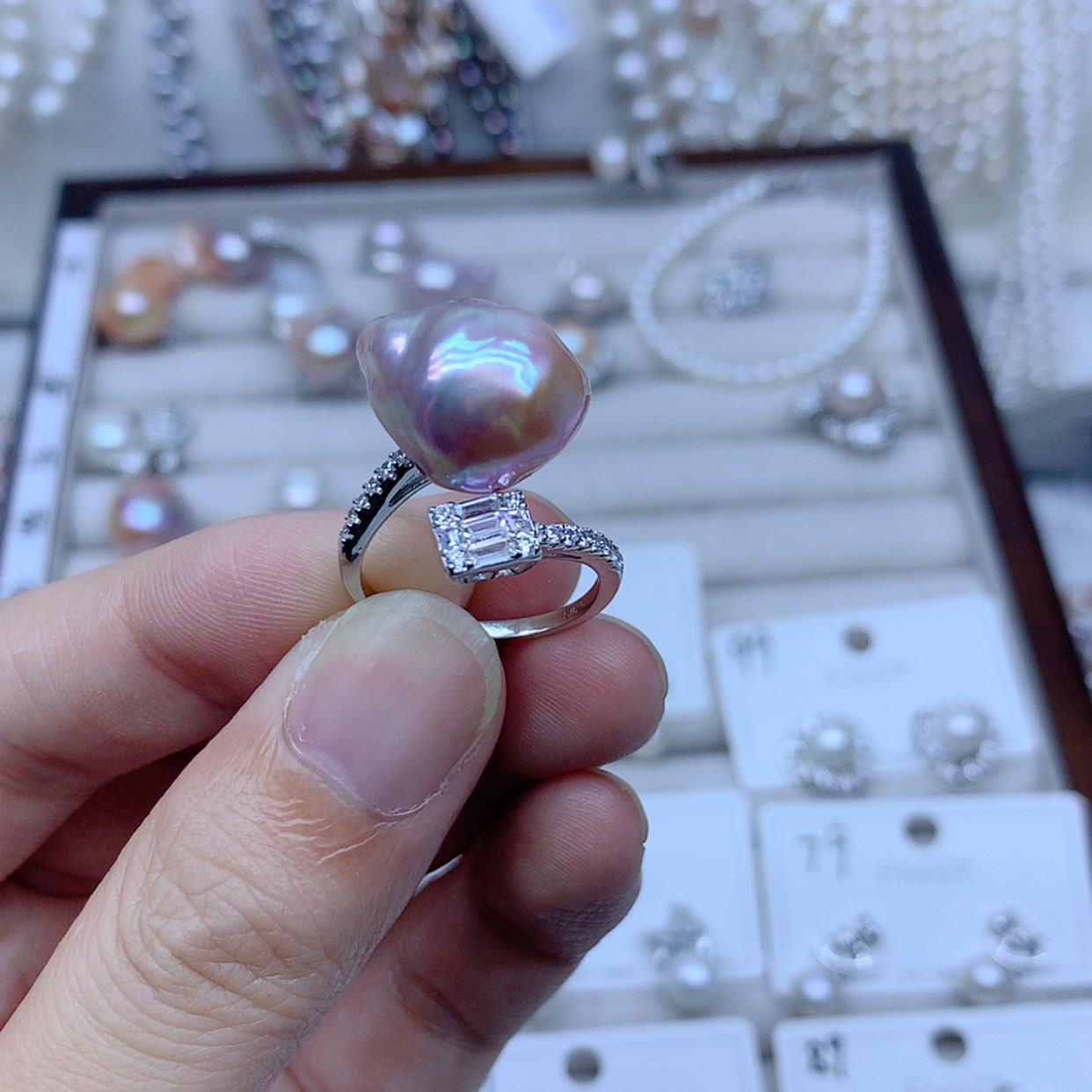 【闪购商品】银S925镶嵌戒指淡水珍珠