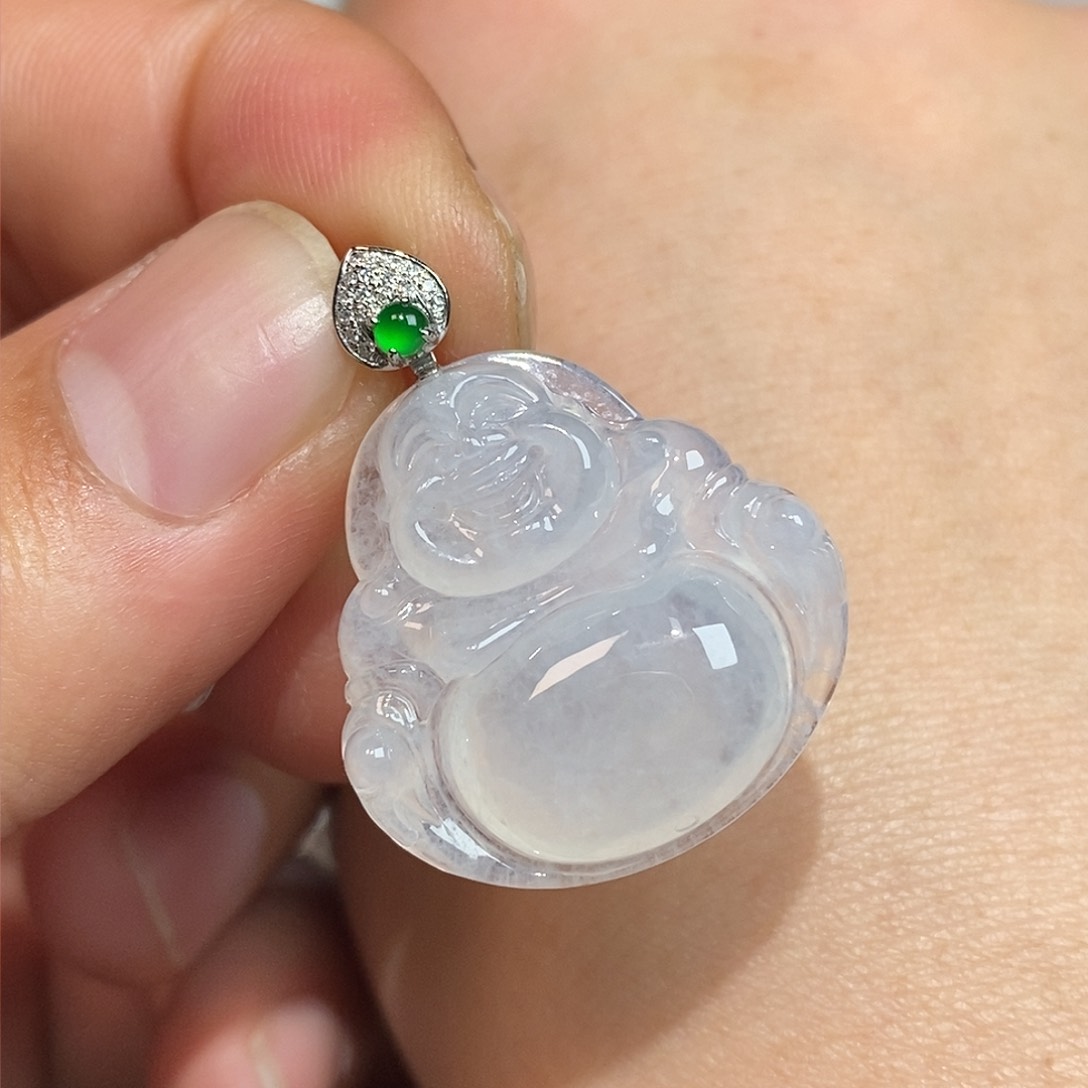 翡翠颈饰18K金镶嵌佛公