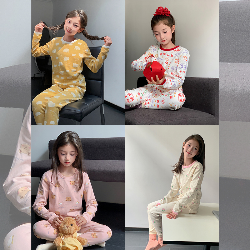 西西家女童2025秋季新款舒适家居服套装儿童秋衣秋裤两件套JX8822