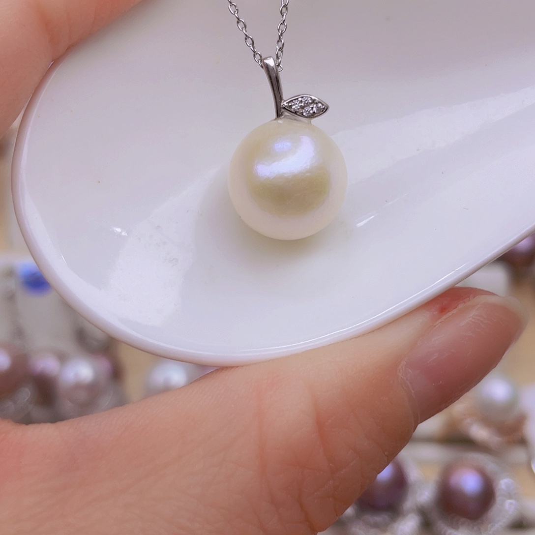 银S925镶嵌淡水珍珠吊坠(赠链)13