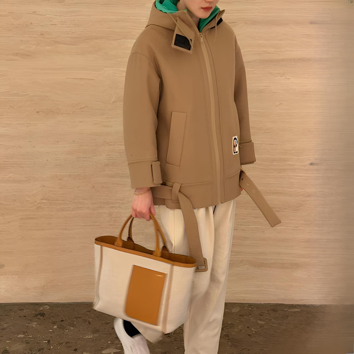 99新 Prada/普拉达 250552/36码/拼色连帽魔术贴领夹克外套