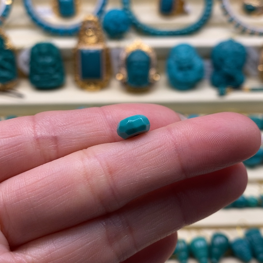 绿松石珠宝奇石未镶嵌直径8.3×4.3