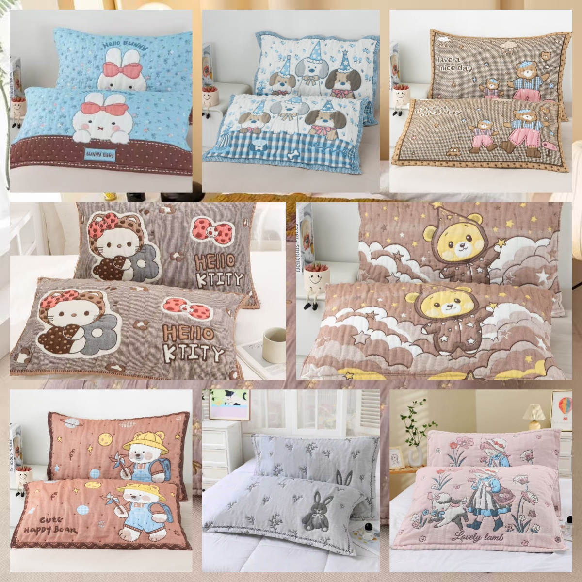 【74*52枕巾】A类纯棉亲肤四季可爱卡通枕巾