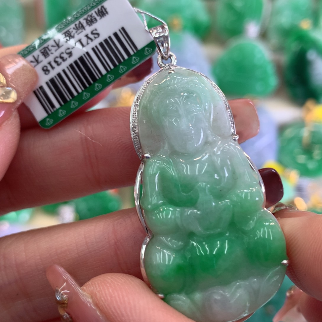 翡翠吊坠(不含链)18K金镶嵌