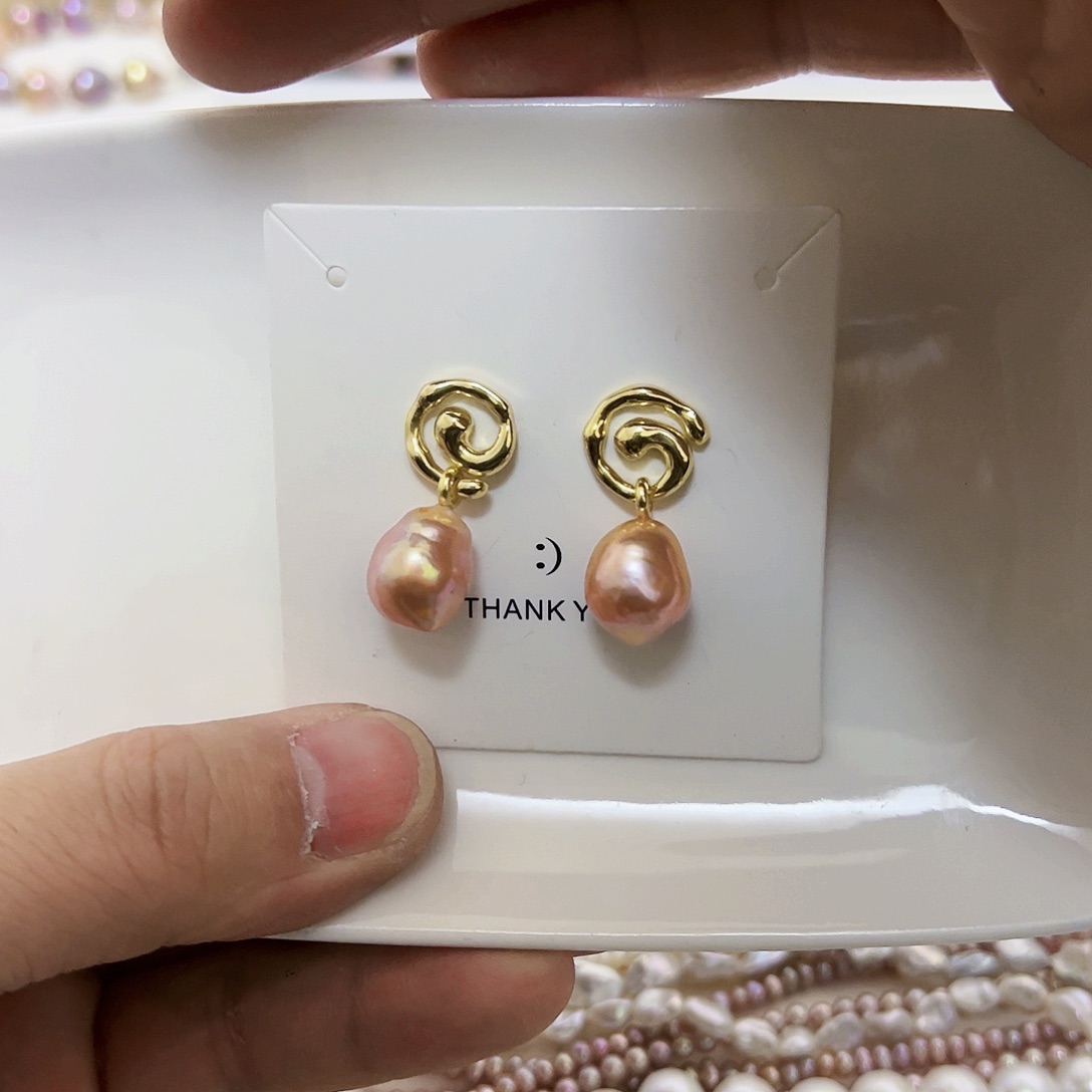 淡水珍珠耳饰银S925镶嵌