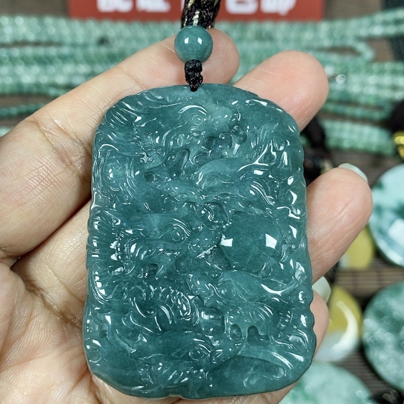 【闪购商品】翡翠颈饰未镶嵌玉吊坠翡翠玉双面九龙牌