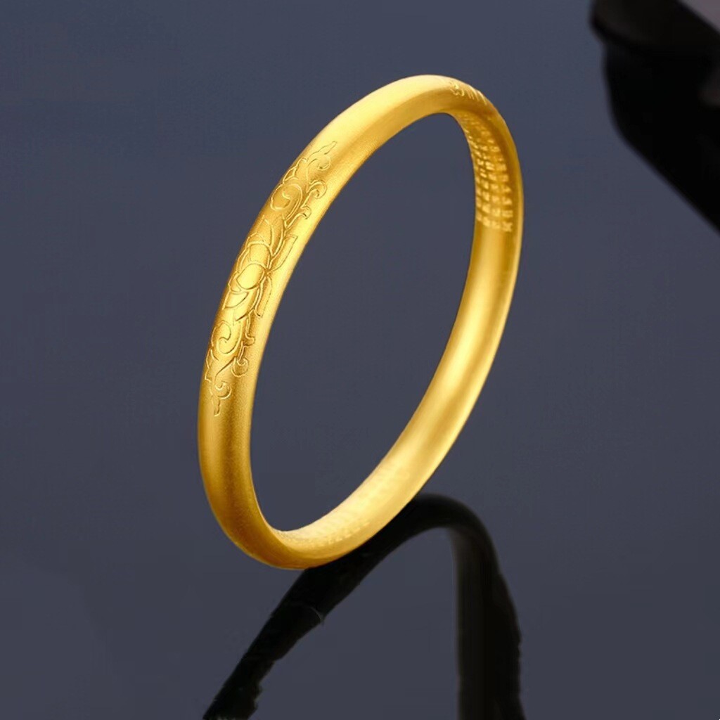 【新年礼物】越南仿金莲花心经手镯女款复古铜镀金手环首饰厂家直销