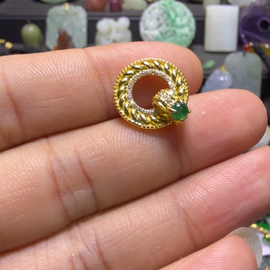 逆***光翡翠银S925镶嵌颈饰吊坠