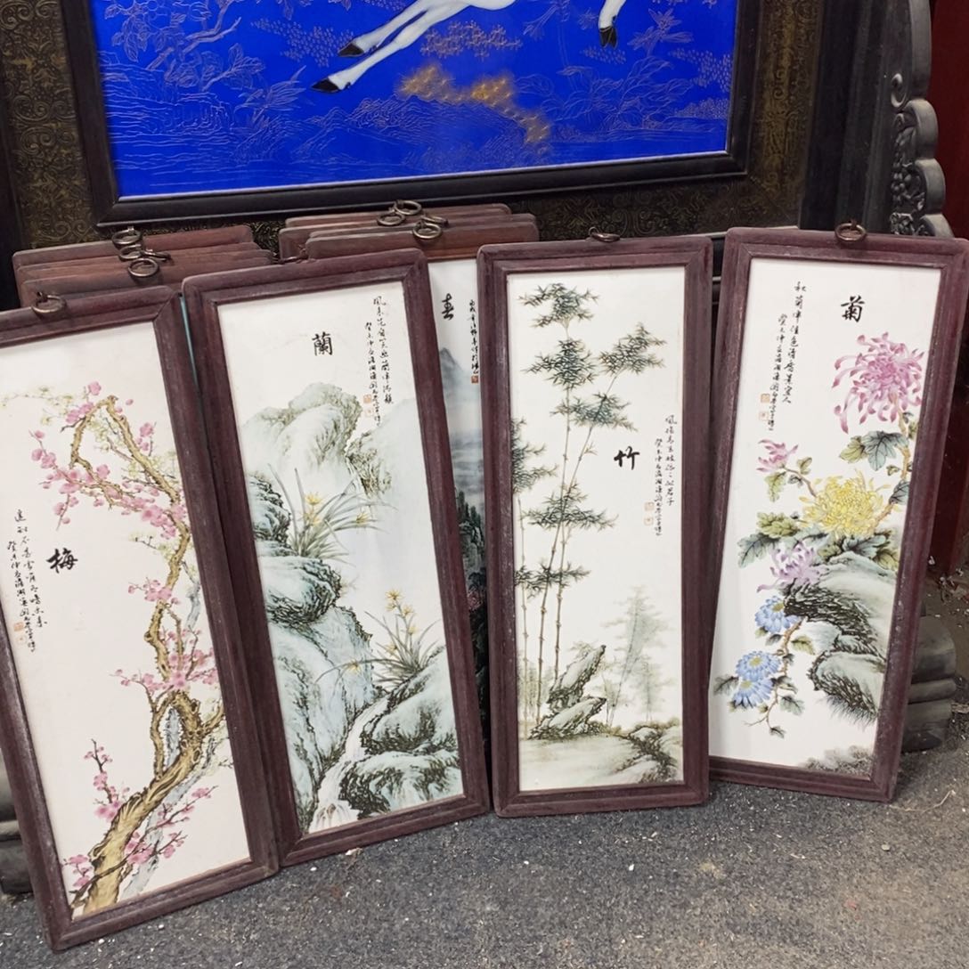 瓷片景德镇瓷板画柴窑烧制53*21*4