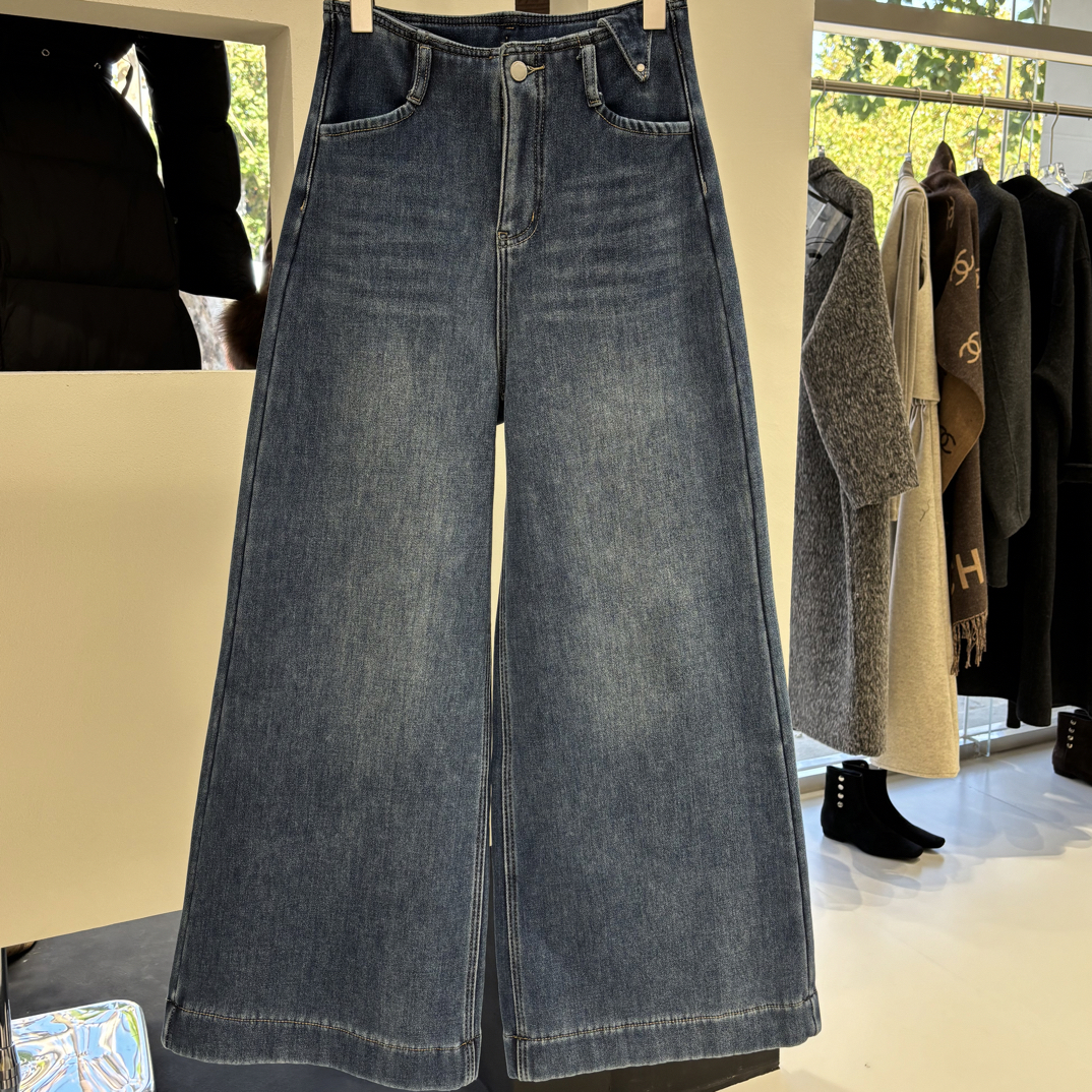 『静•en』3805 倒三角复合绒牛仔裤