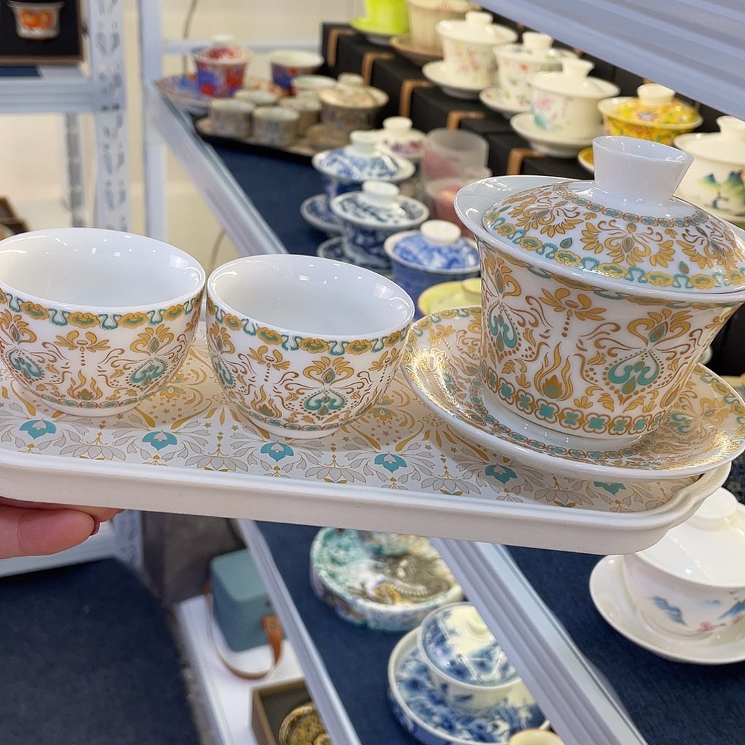 陶景德陶瓷盖碗茶具