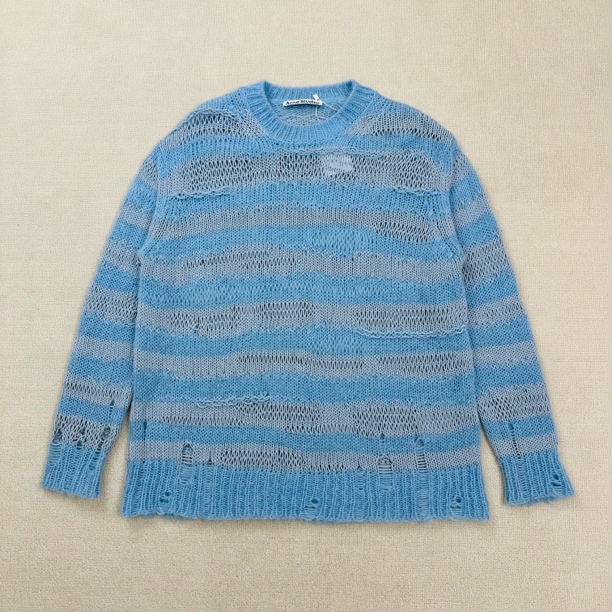 99新 Acne studio 条纹镂空破坏针织毛衣/XS码/WL1719
