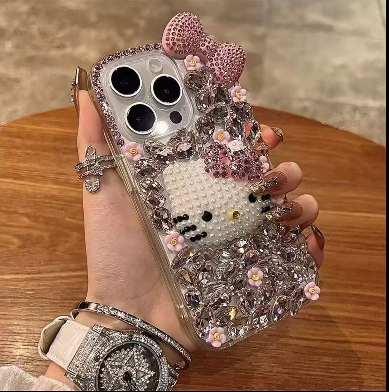 奢华满钻粉堆钻kt适用iphone16promax手机壳苹果15日韩1413套12女