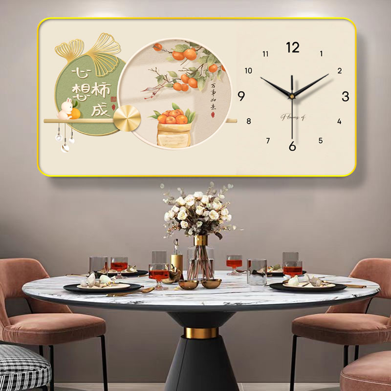 ZB161心想柿成钟表客厅家用挂钟钟表挂墙客厅挂钟时钟挂墙捡漏2