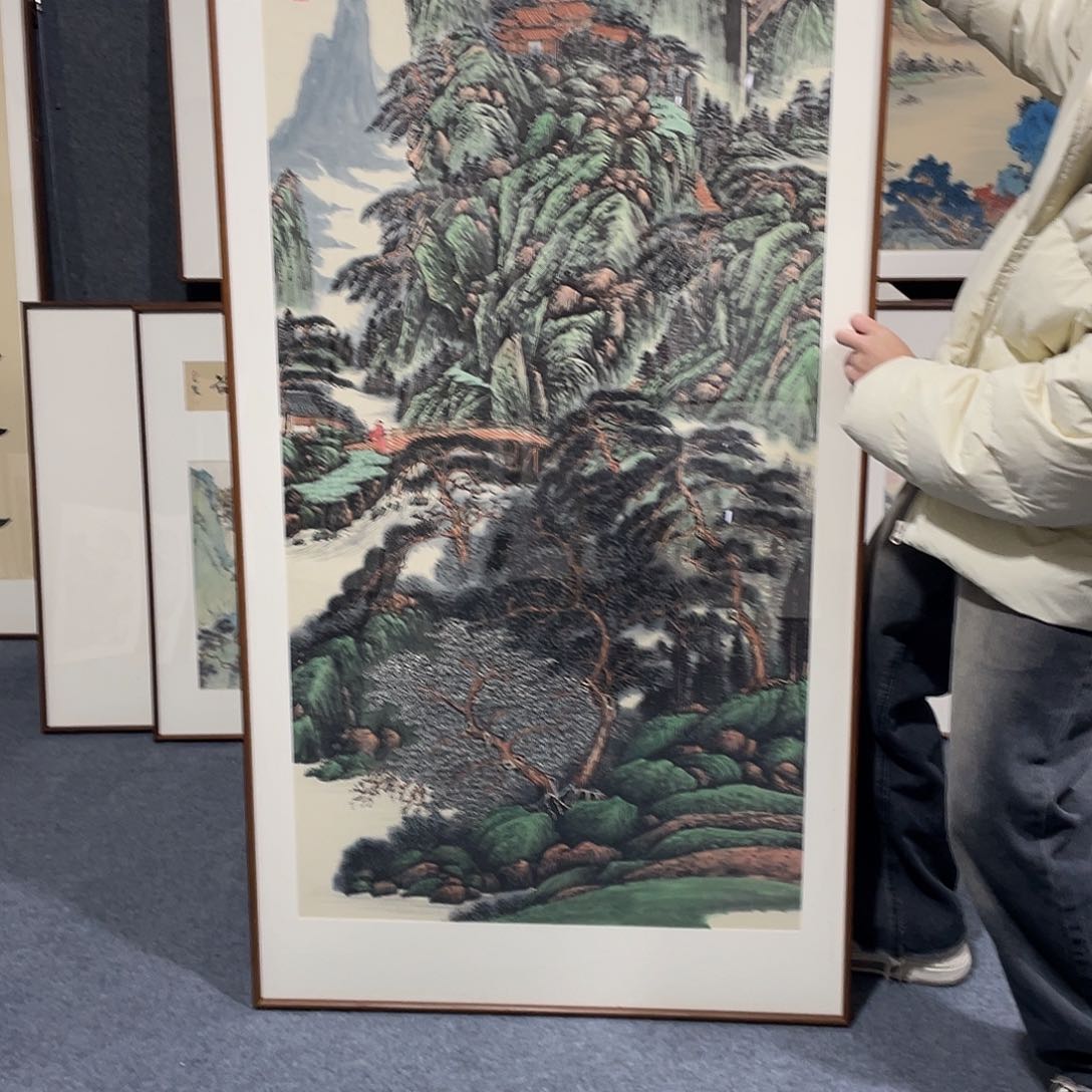 国画手绘作品带框