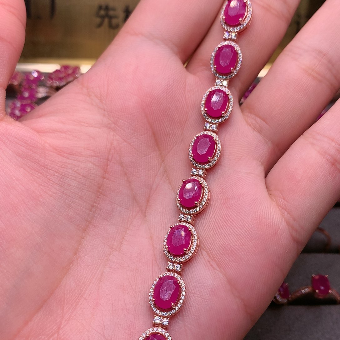 红宝石手链银S925镶嵌