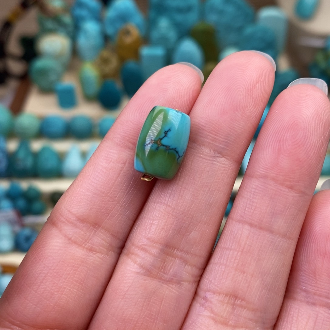 绿松石珠宝奇石未镶嵌9.2mm