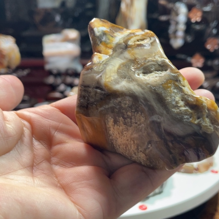 石材家居摆件硅化木