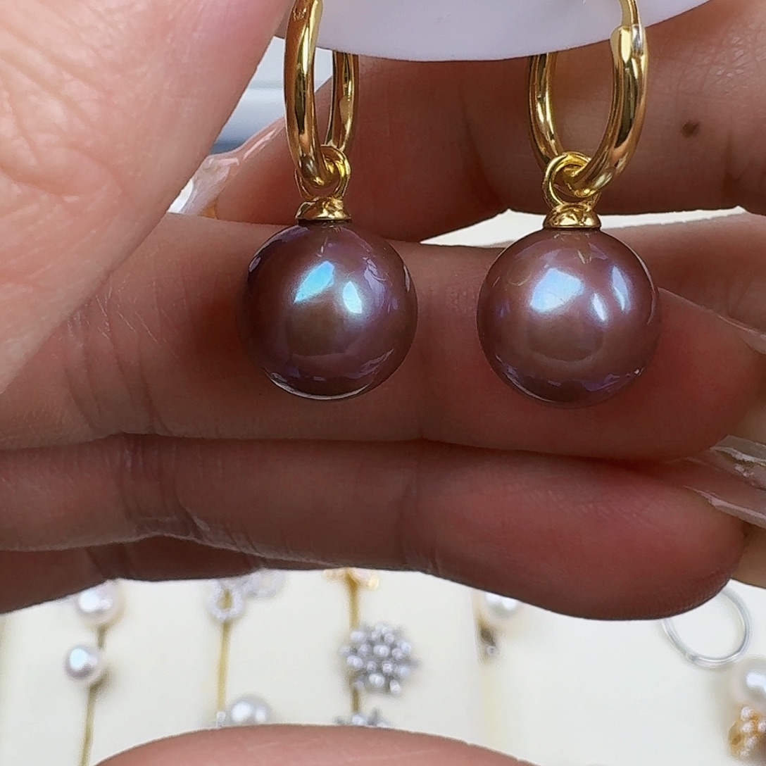 淡水珍珠耳饰银S925镶嵌