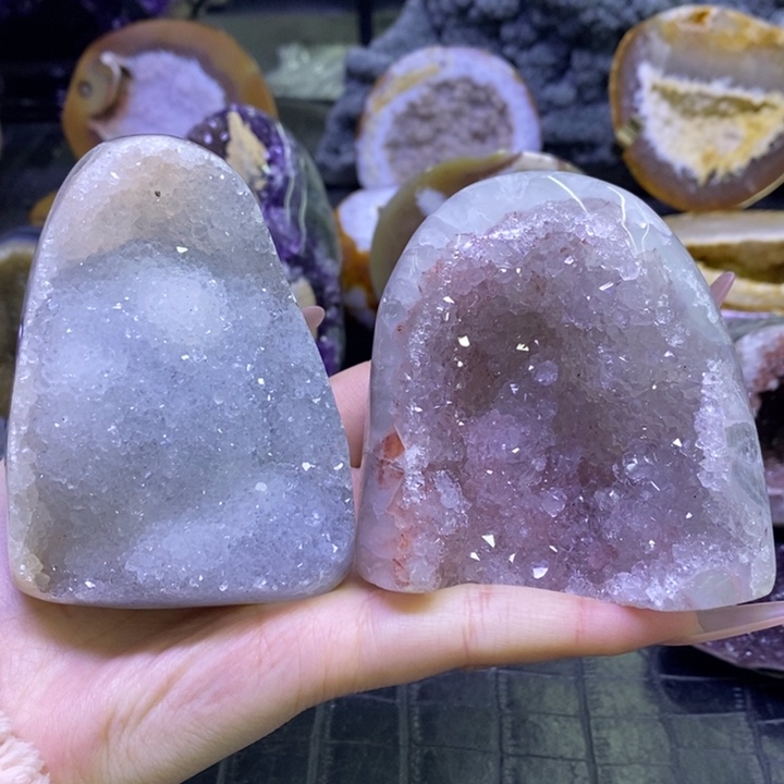 未镶嵌珠宝半成品水晶粉蓝组合