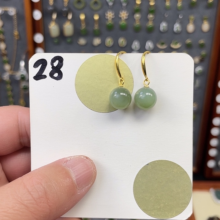 和田玉耳饰银S925镶嵌和田玉28