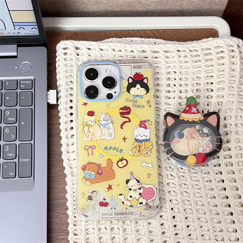 磁吸趣味卡通猫咪生日派对适用16promax手机壳iPhone17苹果15/14 