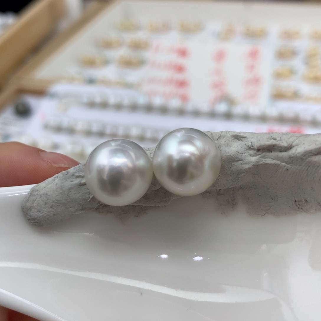 未镶嵌耳饰海水珍珠11.7mm馒头冷光澳白