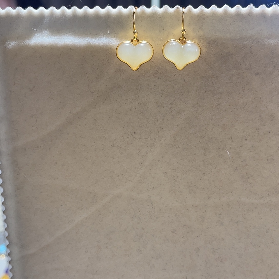 和田玉银S925镶嵌耳饰大气款