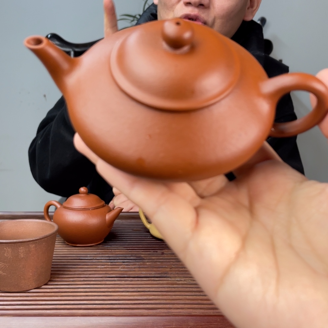 朱泥茶壶完美品老朱泥水扁130cc