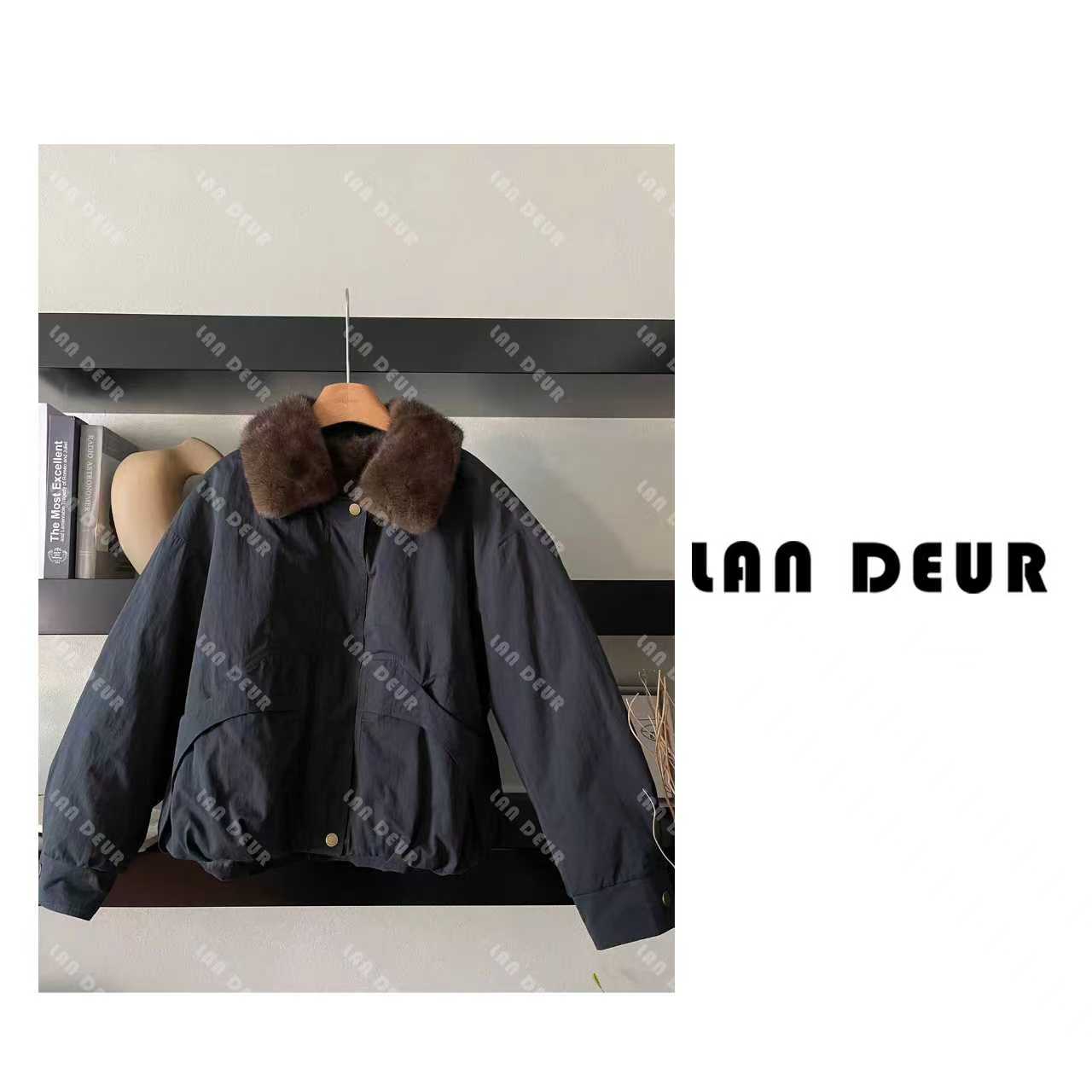 【秋林谧语】水貂毛领鹅绒袖内里兔毛巴恩风气质羽绒服外套女