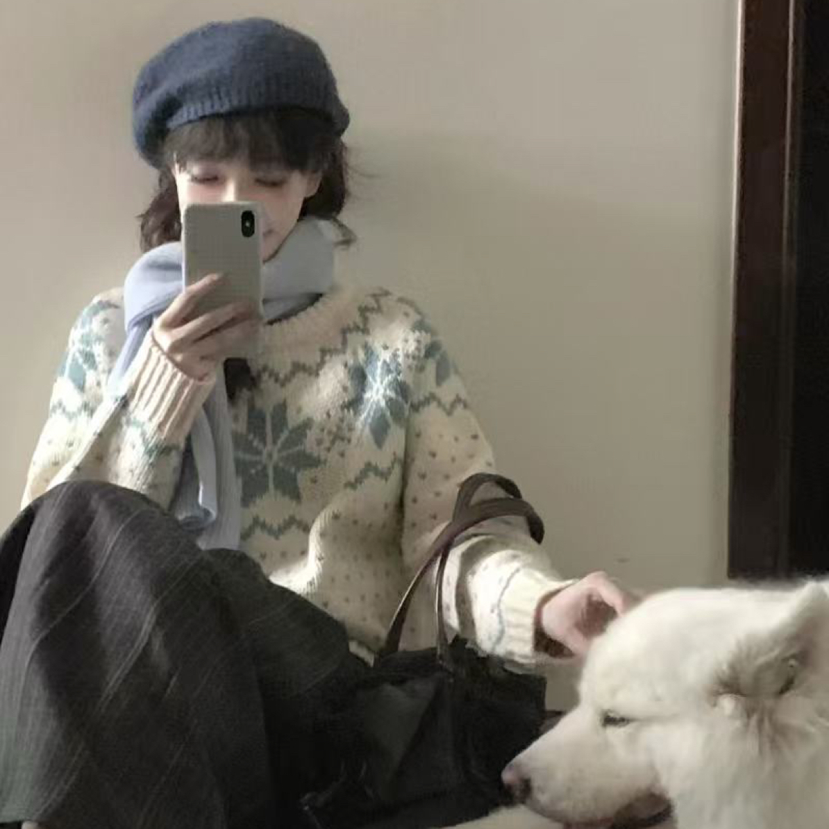 秋冬季宽松简约通勤长袖女毛针织衫女装（扣号链接）
